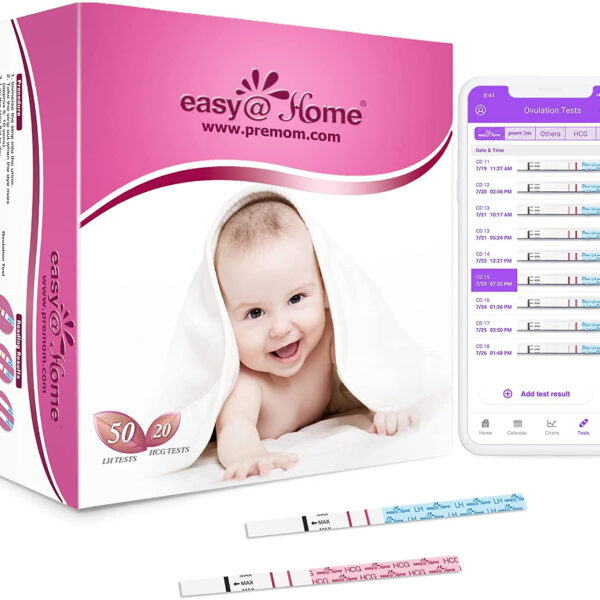 Easy@Home 50 Ovulation Test Strips and 20 Pregnancy Test Strips Combo Kit, (50 LH + 20 HCG)