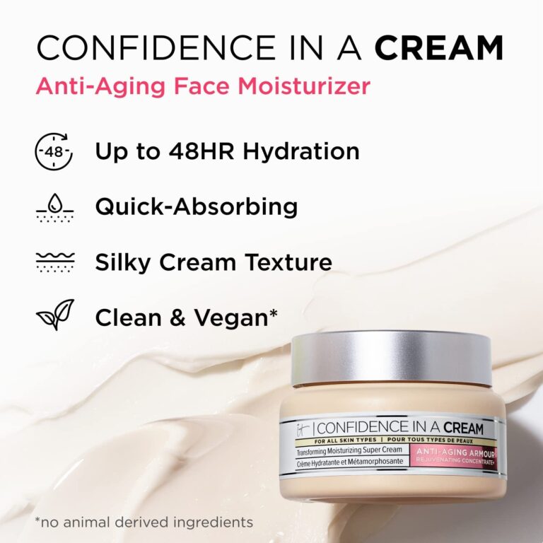 IT Cosmetics Confidence in a Cream anti Aging Face Moisturizer - Improved Formula - Reverses 10 Signs of Aging Skin in 2 Weeks, 48HR Hydration with Hyaluronic Acid, Niacinamide + Peptides