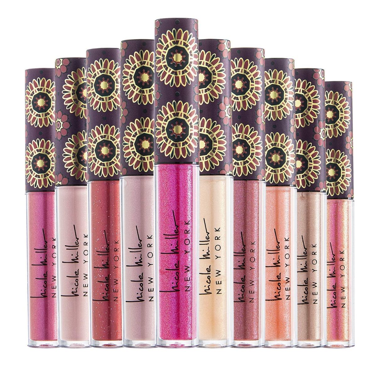 "Shimmering Beauty: Nicole Miller 10 Pc Lip Gloss Collection - Vibrant and Long-Lasting Colors for Women and Girls (Green)"