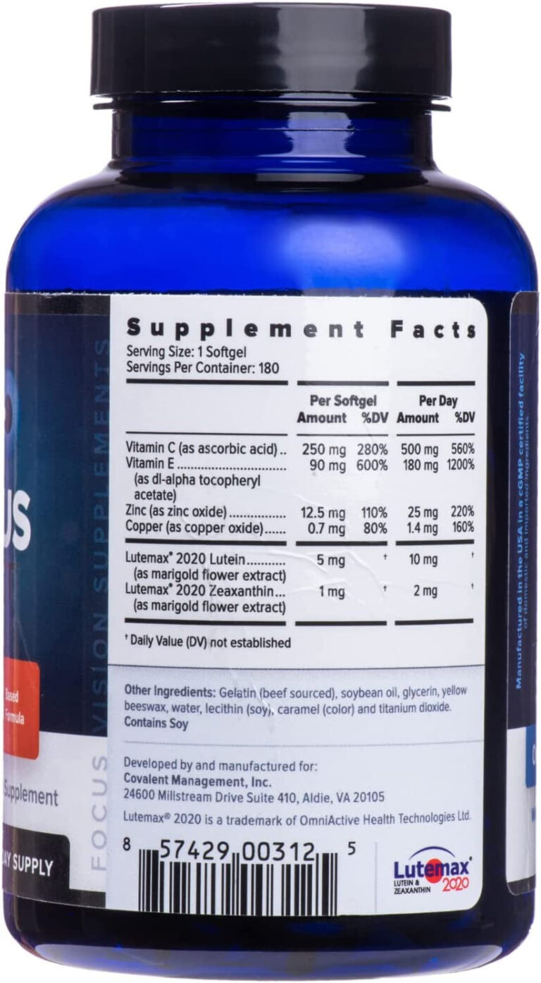 Focus Select® AREDS2 Based Eye Vitamin-Mineral Supplement - AREDS2 Based Supplement for Eyes (60 Ct. 30 Day Supply) - AREDS2 Based Low Zinc Formula - Eye Vision Supplement and Vitamin