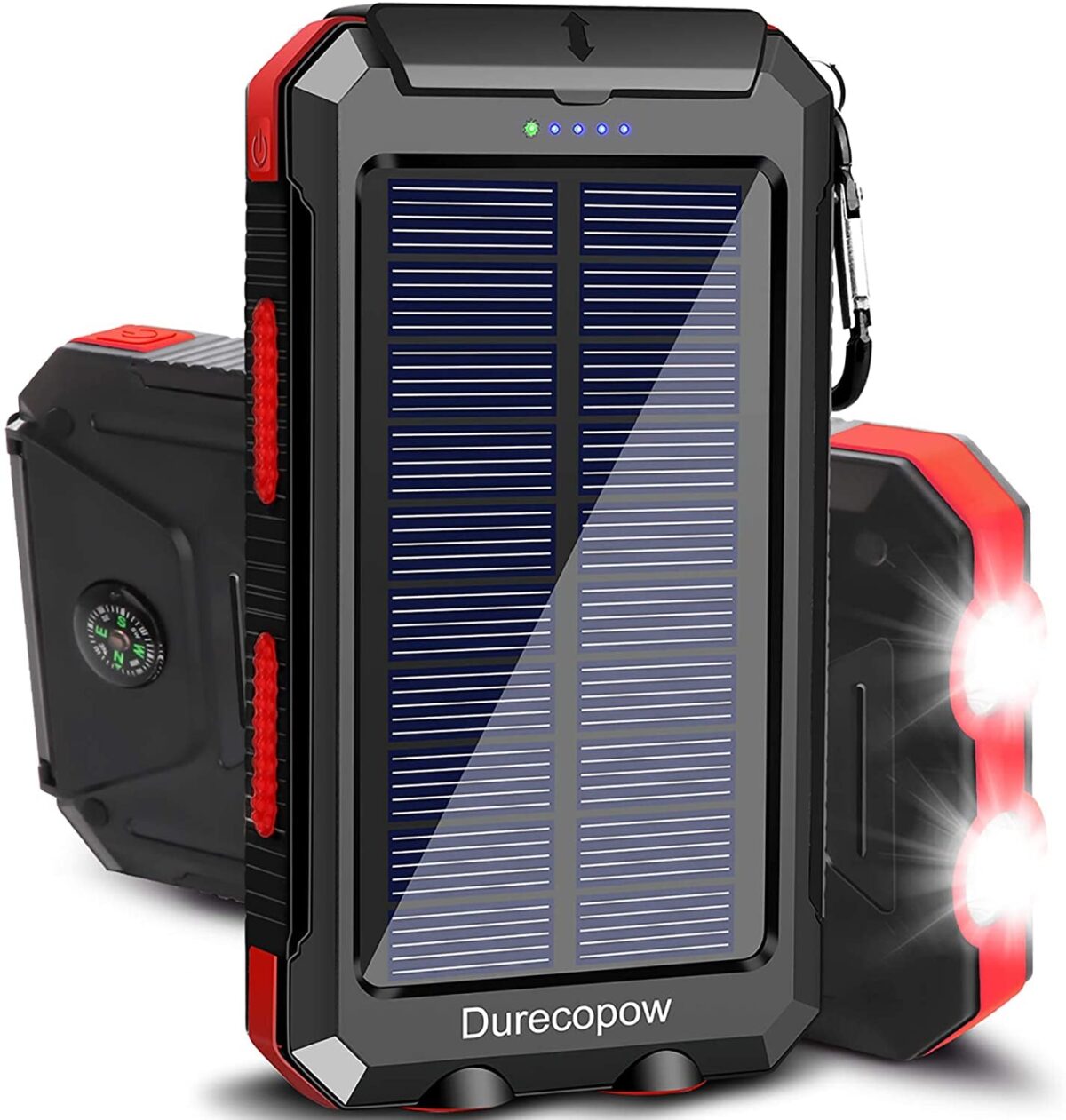 "Ultimate Outdoor Power Solution: Durecopow Solar Charger - 20000mAh Waterproof Power Bank with Dual USB Ports, LED Flashlight, and Compass - Never Run Out of Power on Your Adventures! (Blue)"