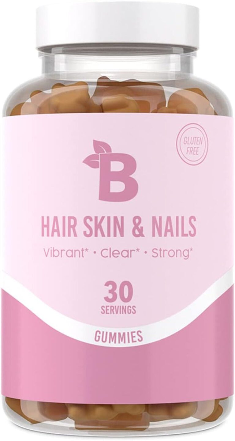 "Bloom Nutrition HSN Biotin Gummies - Hair, Skin, and Nails Powerhouse with Vitamin C, D, & Folic Acid | Vegan Friendly, Gluten Free, Non-Gmo | Delicious Blueberry Raspberry Flavor | 60 Gummy Bears"