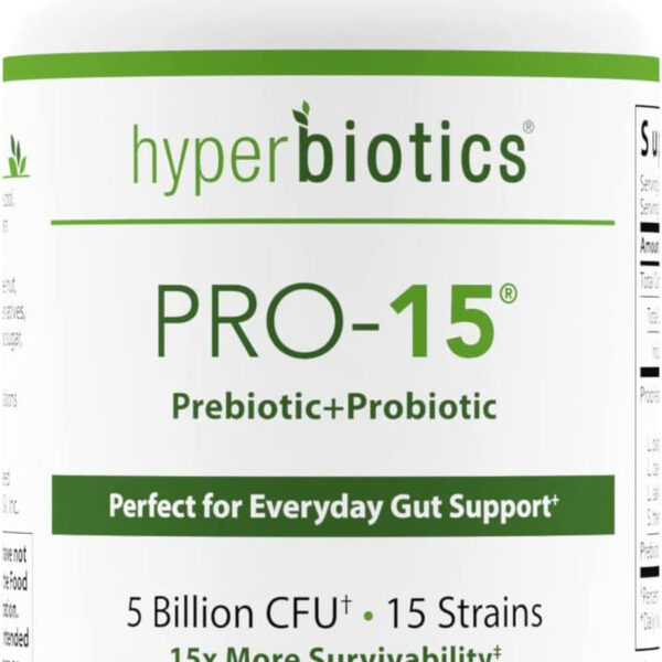 Hyperbiotics Pro 15 Vegan Probiotic Supplement | Time Release Pearls | 15 Diverse Strains | Probiotics for Women and Men | Digestive and Immune System Health | Gluten and Dairy Free | 60 Count