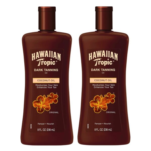 "Sun-Kissed Glow Twin Pack: Hawaiian Tropic Dark Tanning Oil with Cocoa Butter & Coconut Oil"