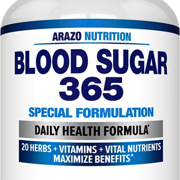 Arazo Nutrition Blood Sugar 365 Supplement - 120 Herbal Pills - 60 Day Supply