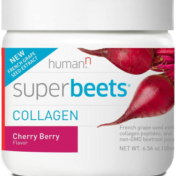 Humann Superbeets Collagen Powder - Hair, Skin & Nail Health plus Blood Pressure Support - Non-Gmo, Keto & Paleo Friendly Beetroot Supplement - Cherry Berry Flavor, Gluten Free - 30 Servings