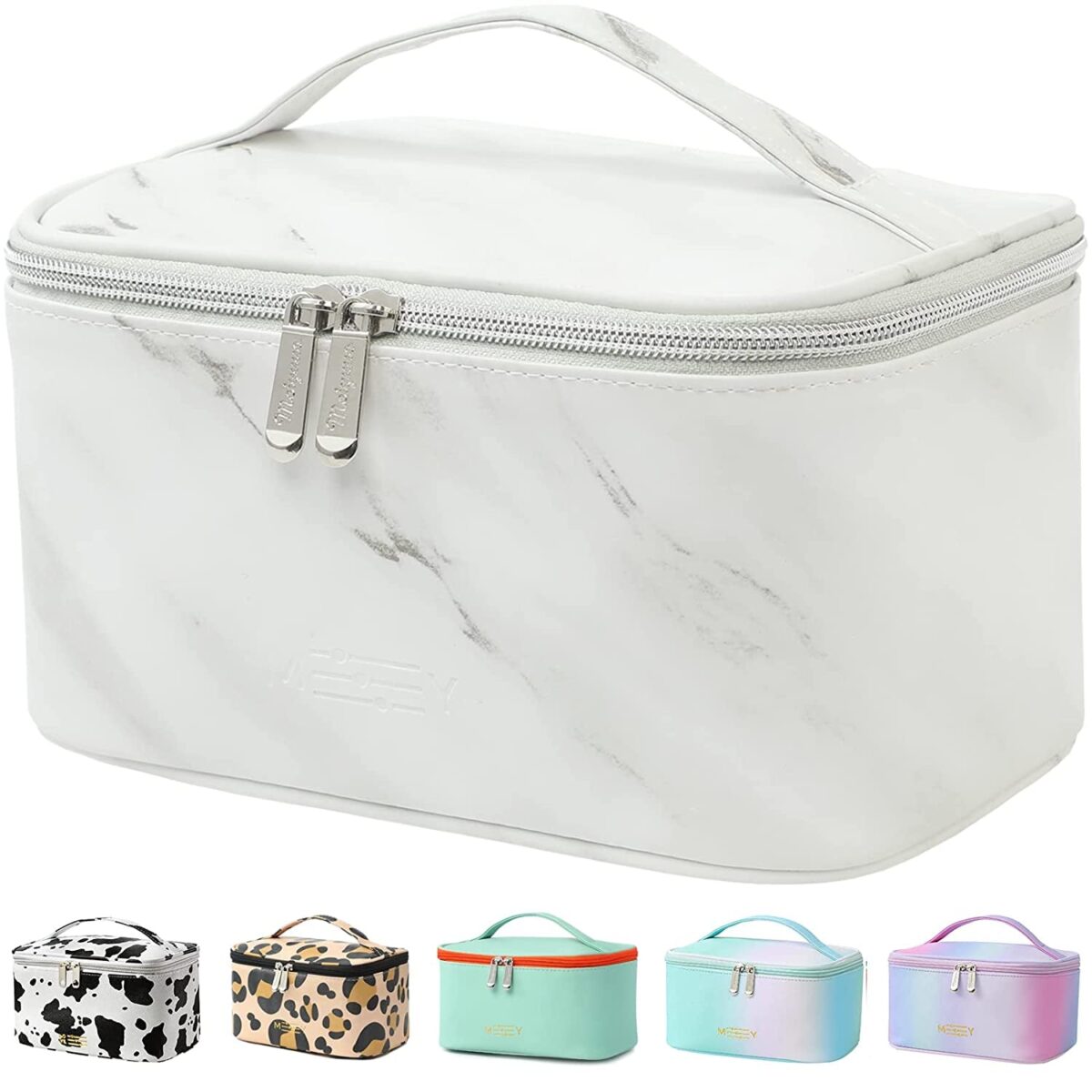 "Cow Print Waterproof Makeup Bag - Stylish and Compact Cosmetic Organizer for Women"