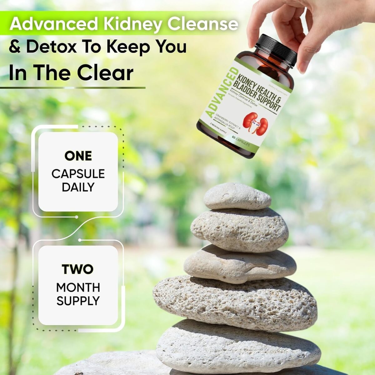 Kidney Cleanse Detox & Repair and Bladder Support Supplements- Kidney Support Formula for Kidney Restore with Chanca Piedra,Cranberry, Juniper Berries for Kidney Detox and Bladder Health.60 Day Supply