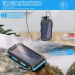 "Ultimate Outdoor Power Solution: Durecopow Solar Charger - 20000mAh Waterproof Power Bank with Dual USB Ports, LED Flashlight, and Compass - Never Run Out of Power on Your Adventures! (Blue)"