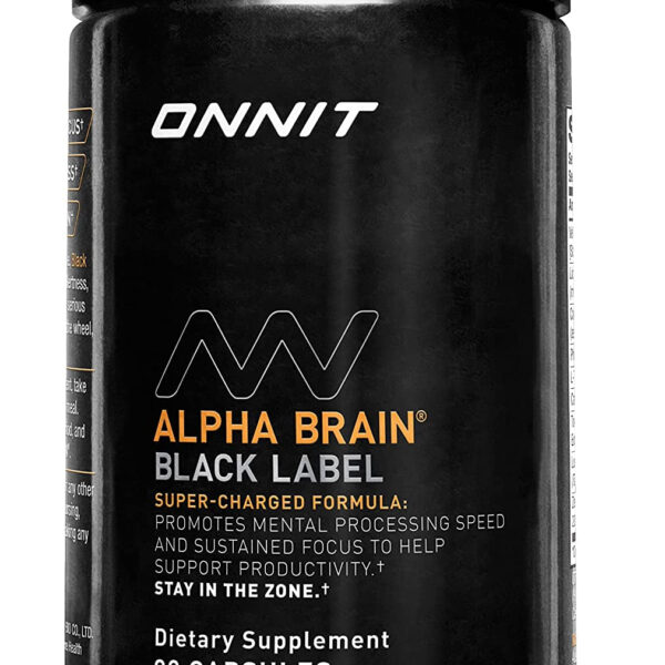 Alpha Brain Black Label Capsule (80Ct) Premium Citicoline Brain Supplement - Focus, Concentration & Memory - Lion'S Mane, Hericium Erinaceus, L Theanine & Mucuna Pruriens