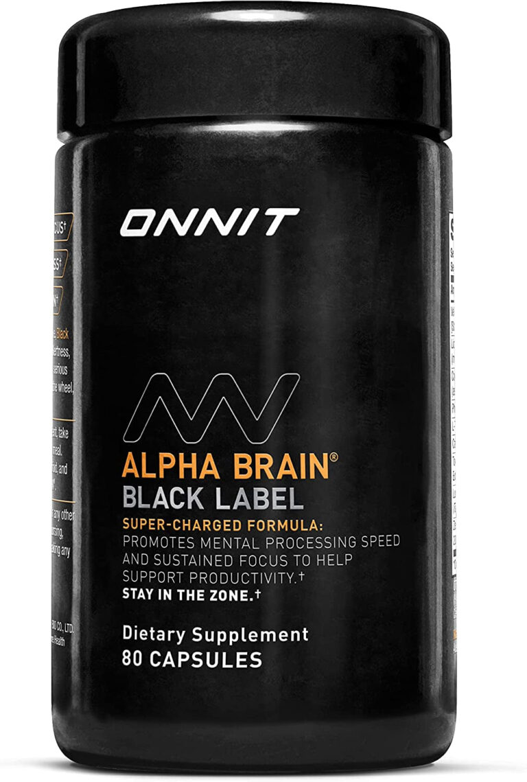 Alpha Brain Black Label Capsule (80Ct) Premium Citicoline Brain Supplement - Focus, Concentration & Memory - Lion'S Mane, Hericium Erinaceus, L Theanine & Mucuna Pruriens