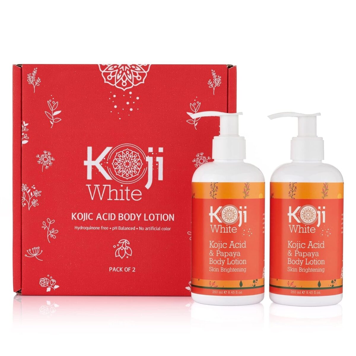 Koji White Kojic Acid Skin Brightening Body Lotion - Daily Moisturizer & Glowing Skin, Dark Spots, Boost Hydrating, Sun Damage Skin, Uneven Skin Tone, Paraben-Free, Vegan, 8.45 Fl Oz Bottle