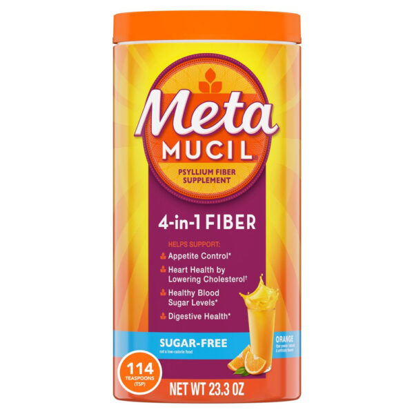 Metamucil Psyllium Sugar-Free Fiber Supplement Powder, Orange 114 Tsp