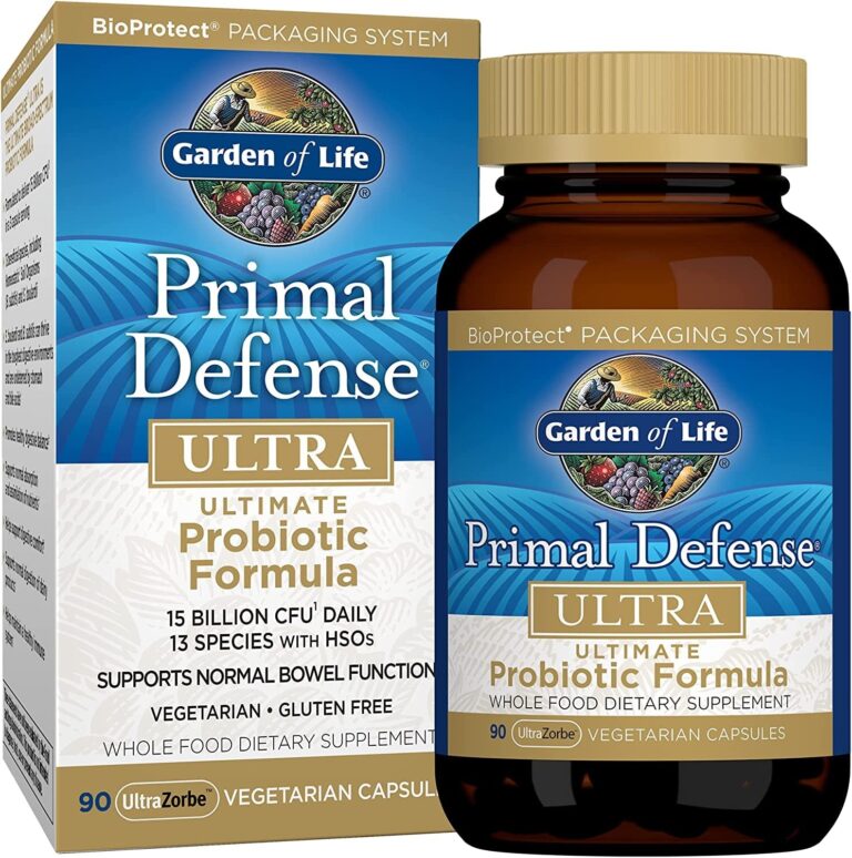 Garden of Life Primal Defense Ultra Ultimate Probiotic Formula - 15 Billion CFU and 13 Strains of Probiotics plus Hsos for Healthy Digestive Balance, Vegetarian and Gluten Free, 90 Capsules - Free & Fast Delivery