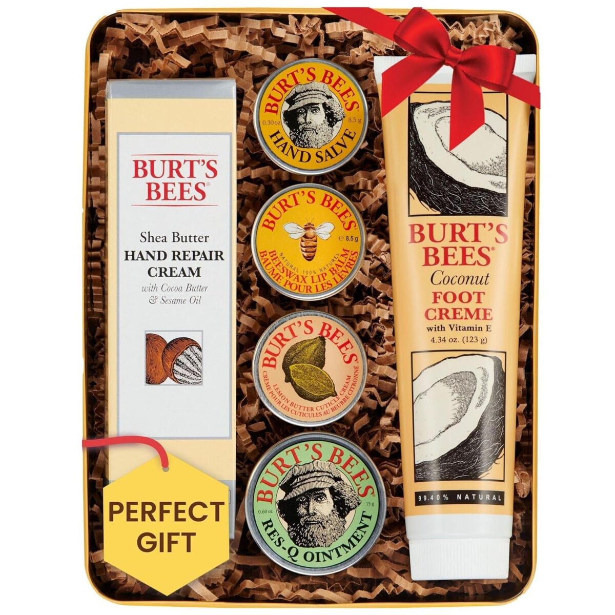 "Ultimate Holiday Skincare Set: Burt's Bees 6-Piece Stocking Stuffers - Pomegranate Lip Balm, Almond Milk & Honey Hand Creams, Coconut Foot Cream, Lemon Butter Cuticle Cream & Hand Salve"