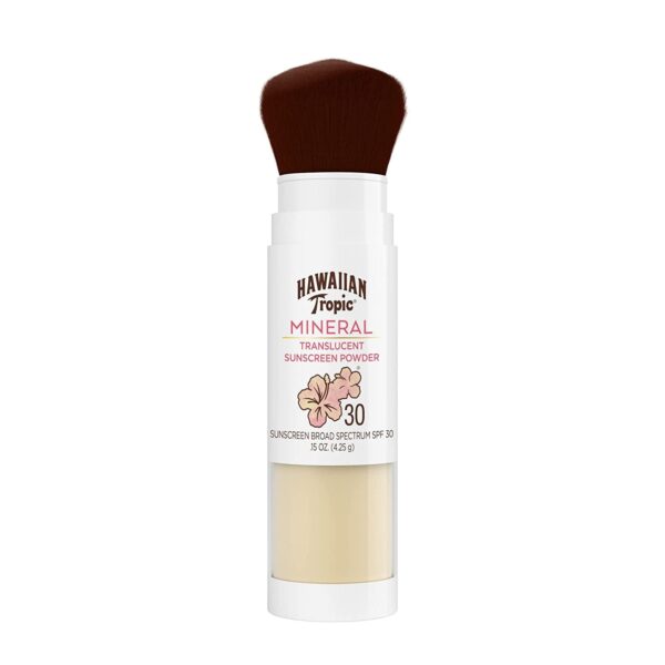 "Hawaiian Tropic SPF 30 Mineral Powder Sunscreen Brush - Sun Protection On-The-Go!"