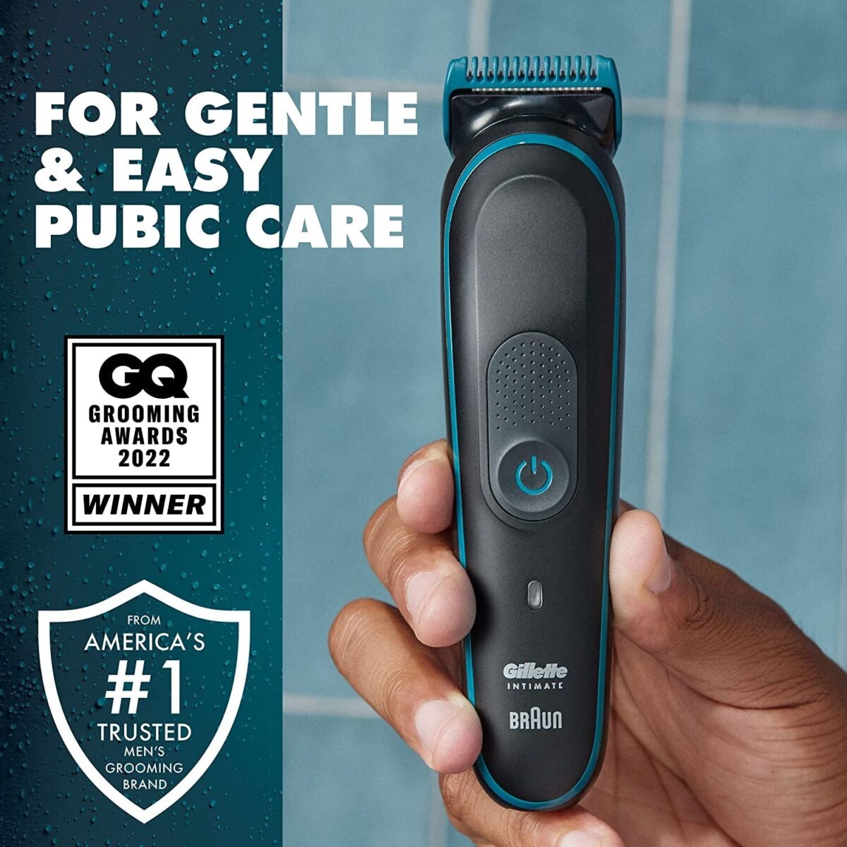 Gillette Intimate Men’S Manscape Pubic Hair Trimmer, Skinfirst Ball Trimmer for Men, Waterproof, Cordless for Wet/Dry Use, Electric Shaver for Men, Lifetime Sharp Blades, Manscaping Body Groomer