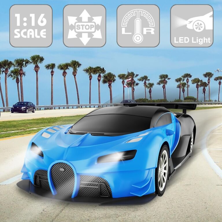 "Ultimate Gahoo Remote Control Car for Kids - Lightning-Fast 1/16 Scale Electric Toy Racing with Dazzling LED Lights - Perfect RC Car Gift for Adventure-Seeking Boys and Girls Ages 3-9 (Blue)"