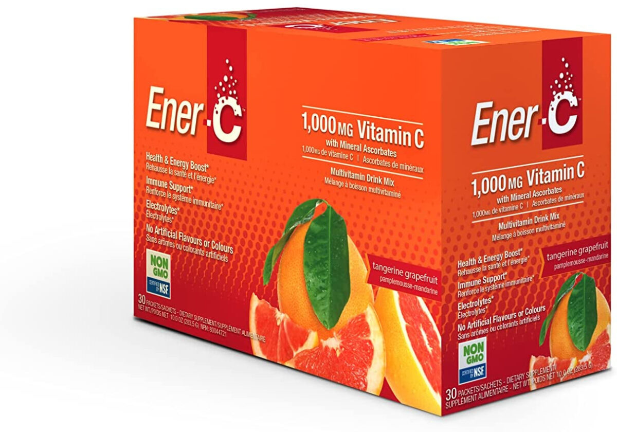 Ener-C Orange Multivitamin Drink Mix, 1000Mg Vitamin C, Non-Gmo, Vegan, Real Fruit Juice Powders, Natural Immunity Support, Electrolytes, Gluten Free, 30 Count (Pack of 1) - Free & Fast Delivery - Free & Fast Delivery