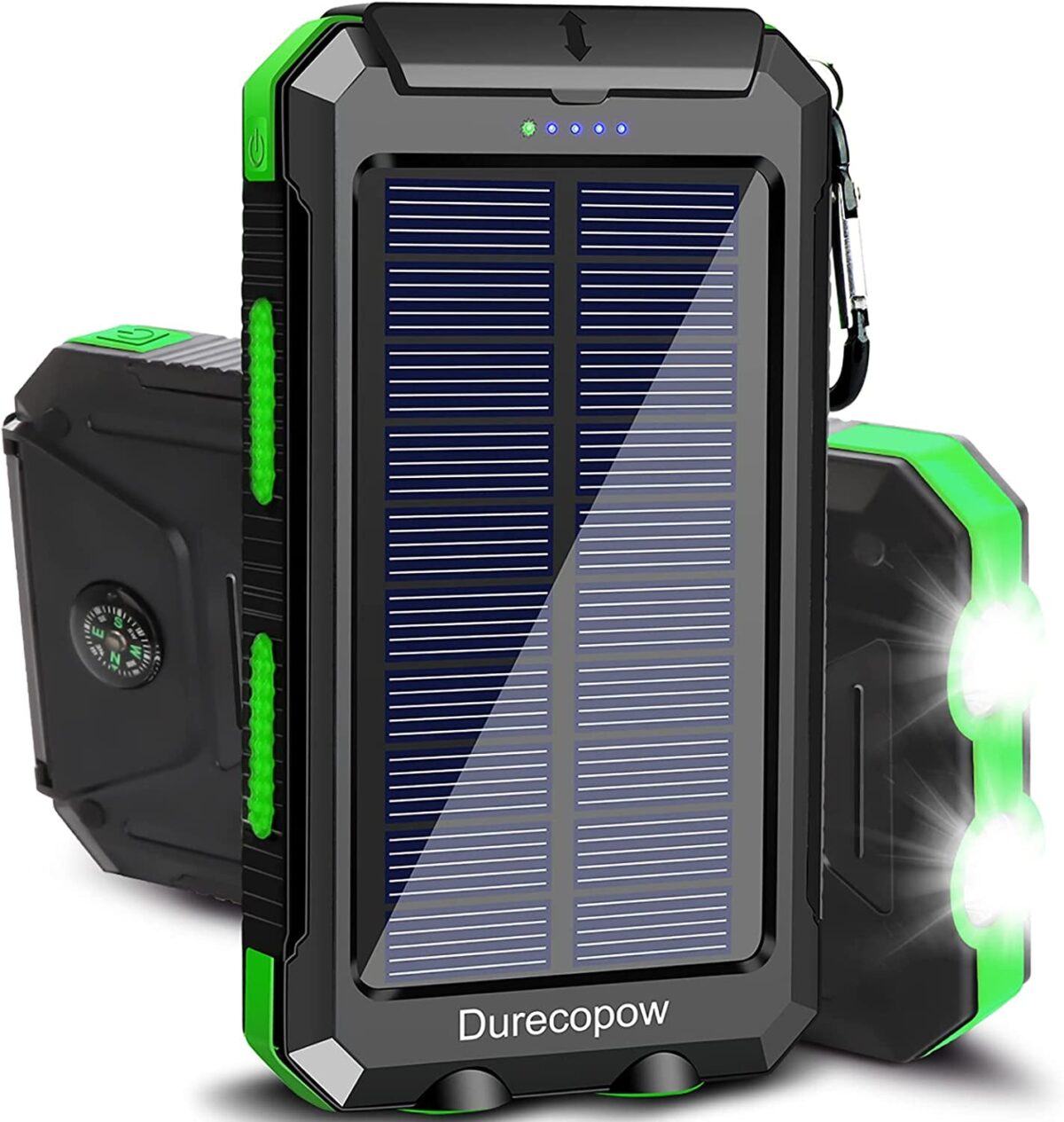 "Ultimate Outdoor Power Solution: Durecopow Solar Charger - 20000mAh Waterproof Power Bank with Dual USB Ports, LED Flashlight, and Compass - Never Run Out of Power on Your Adventures! (Blue)"