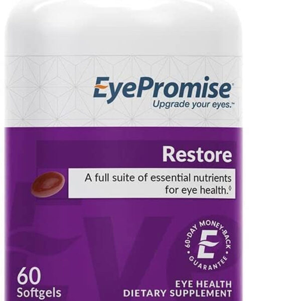 Restore Supplement - 60 Softgel Capsules Containing Lutein, Vitamin C, Vitamin D, Vitamin E, Omega-3 Fish Oil, and Zeaxanthin - a Patented Complete Eye Health Formula