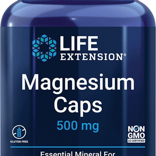 Life Extension Magnesium Caps, 500 Mg, Magnesium Oxide, Magnesium Citrate, Magnesium Succinate, Heart Health, Healthy Bones, Metabolism Support, 100 Vegetarian Capsules