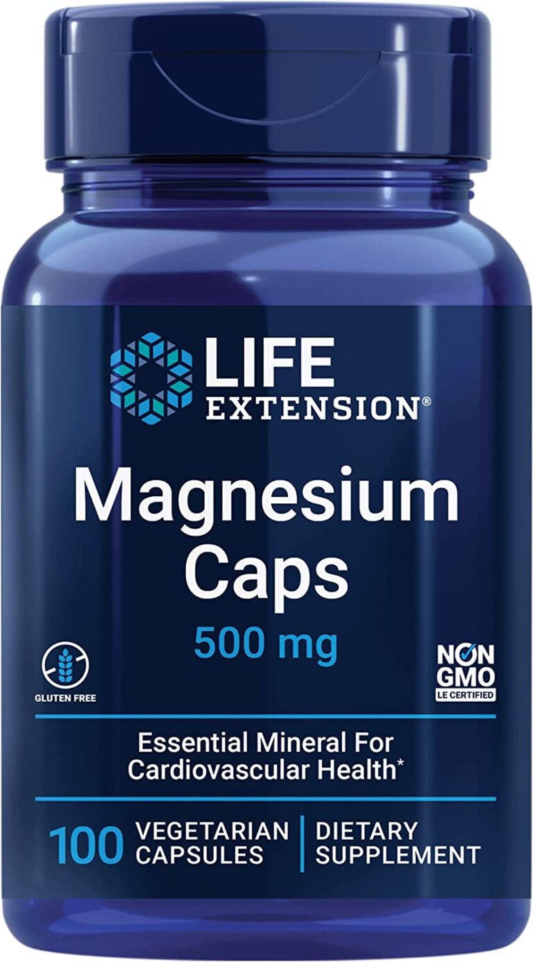 Life Extension Magnesium Caps, 500 Mg, Magnesium Oxide, Magnesium Citrate, Magnesium Succinate, Heart Health, Healthy Bones, Metabolism Support, 100 Vegetarian Capsules