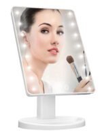 "Illuminate Your Beauty Routine with the KOOKIN Lighted Vanity Makeup Mirror - 16 Led Lights, 180 Degree Rotation, Adjustable Brightness, Battery and USB Powered - Perfect for Your Bathroom Beauty Rituals (White)"