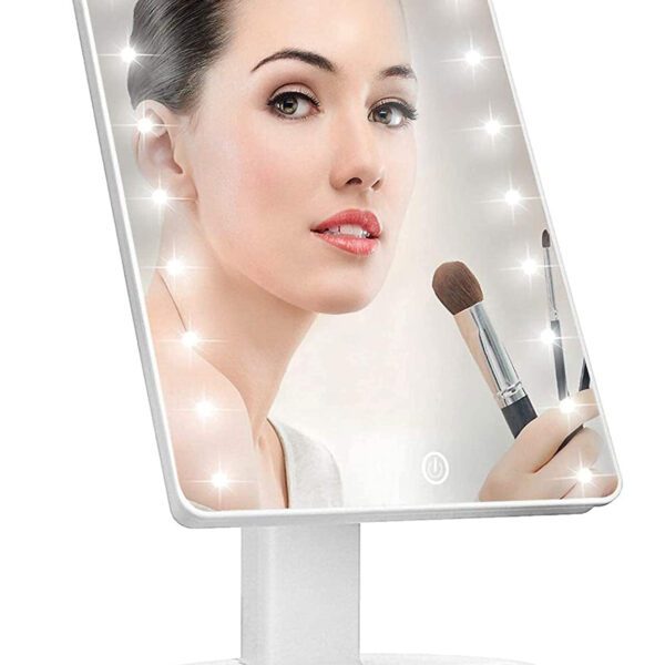 "Illuminate Your Beauty Routine with the KOOKIN Lighted Vanity Makeup Mirror - 16 Led Lights, 180 Degree Rotation, Adjustable Brightness, Battery and USB Powered - Perfect for Your Bathroom Beauty Rituals (White)"