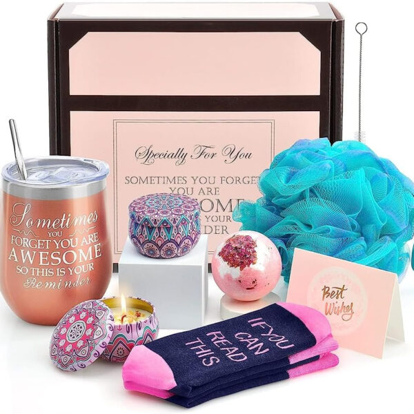 "Ultimate Birthday and Christmas Gift Set: Stunning Rosegold Stainless Steel Box with Unique and Funny Gifts for Women - Perfect for Friends, Sisters, Girlfriends, and Moms!"