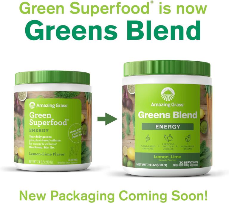 "Revitalize and Energize with Amazing Grass Green Superfood Energy: Supercharged Smoothie Mix, Super Greens Powder with Green Tea and Flax Seed, Boosted with Nootropics Support, Zesty Lemon Lime Flavor, 100 Servings"