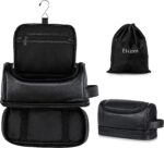 "Travel in Style with Elviros Toiletry Bag - Premium Leather Organizer Kit with Hanging Hook for Men and Women - Spacious and Water-Resistant - Perfect for Bathroom Shaving Essentials (Dark Brown)"