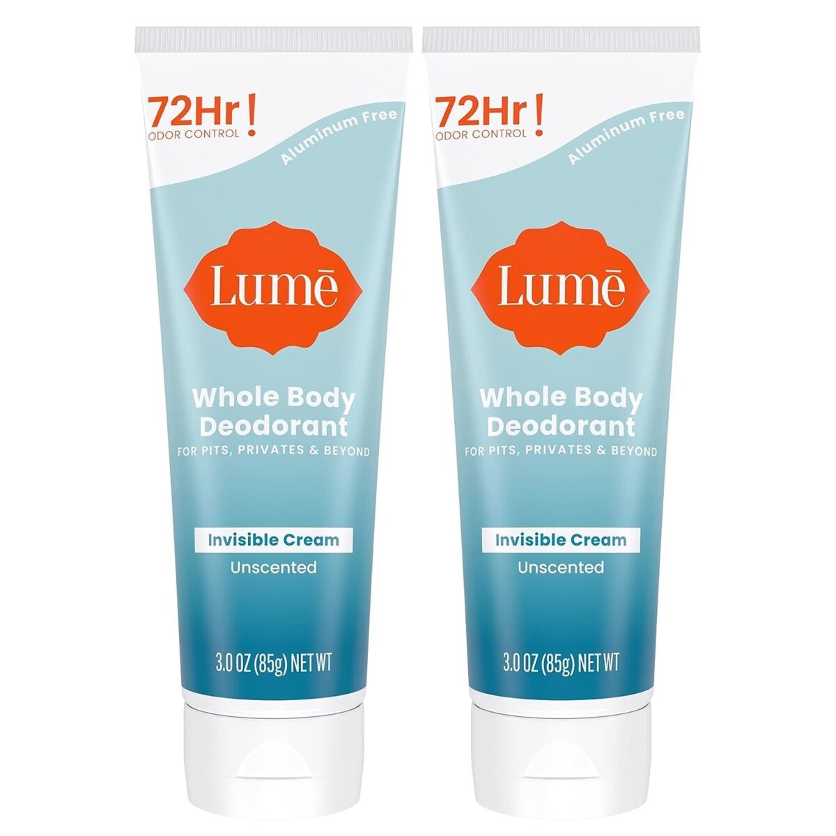 Lume Whole Body Deodorant - Invisible Cream Tube - 72 Hour Odor Control - Aluminum Free, Baking Soda Free, Skin Safe - 3.0 Ounce (Clean Tangerine)