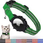 FEEYAR Airtag Cat Collar,Integrated Kitten Collar with Apple Airtag Holder, Reflective GPS Cat Collar with Bell[Black], Lightweight Tracker Cat Collars for Girl Boy Cats, Kittens and Puppies