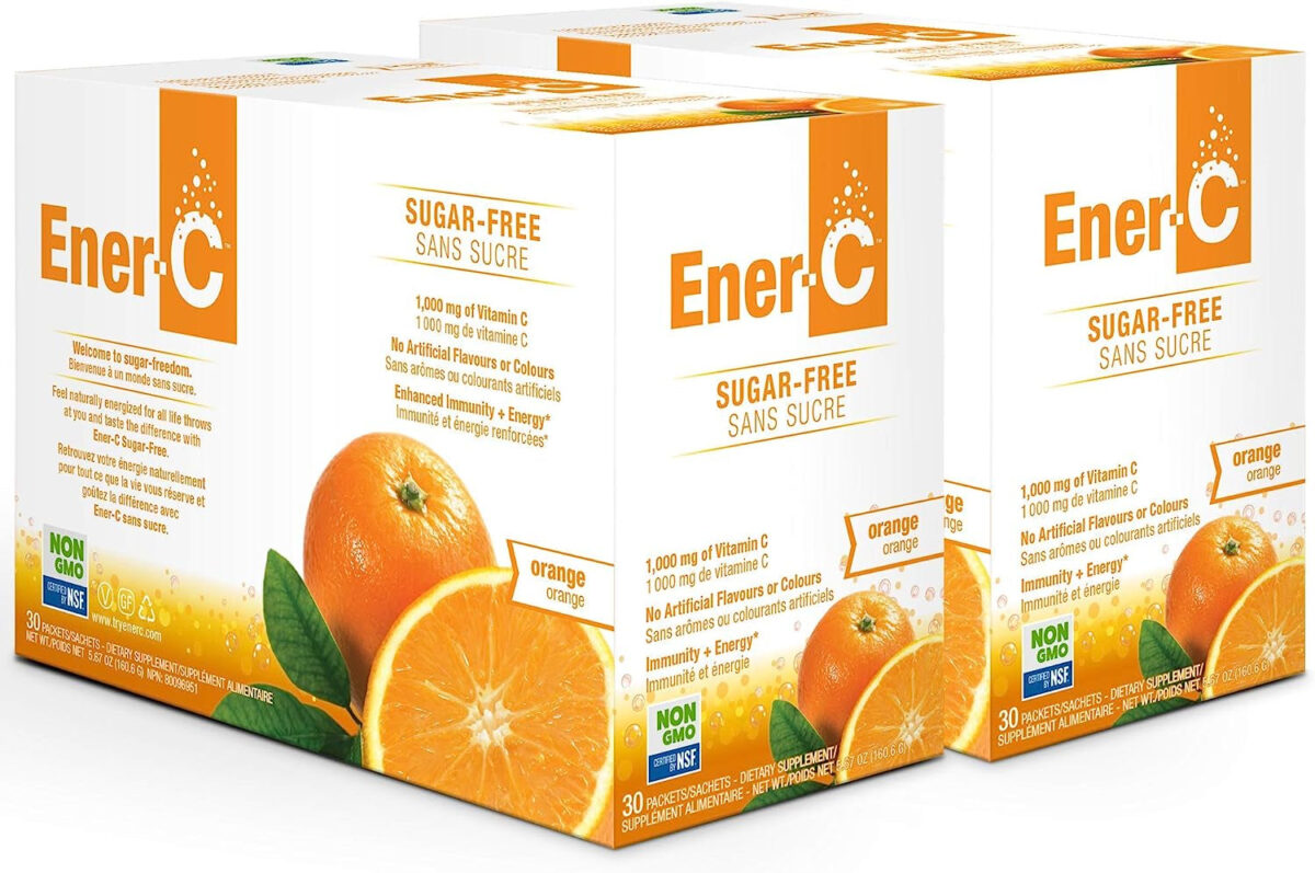 Ener-C Orange Multivitamin Drink Mix, 1000Mg Vitamin C, Non-Gmo, Vegan, Real Fruit Juice Powders, Natural Immunity Support, Electrolytes, Gluten Free, 30 Count (Pack of 1) - Free & Fast Delivery - Free & Fast Delivery