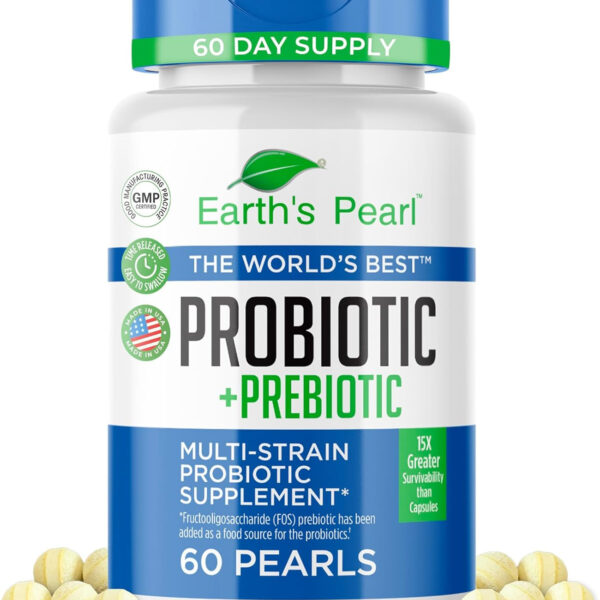 Probiotic Pearls for Women and Men - Kids Probiotic with Prebiotic Fiber - Daily Probiotic for Women and Men - 60-Day Supply of Prebiotics and Probiotics for Women and Men Probiotic