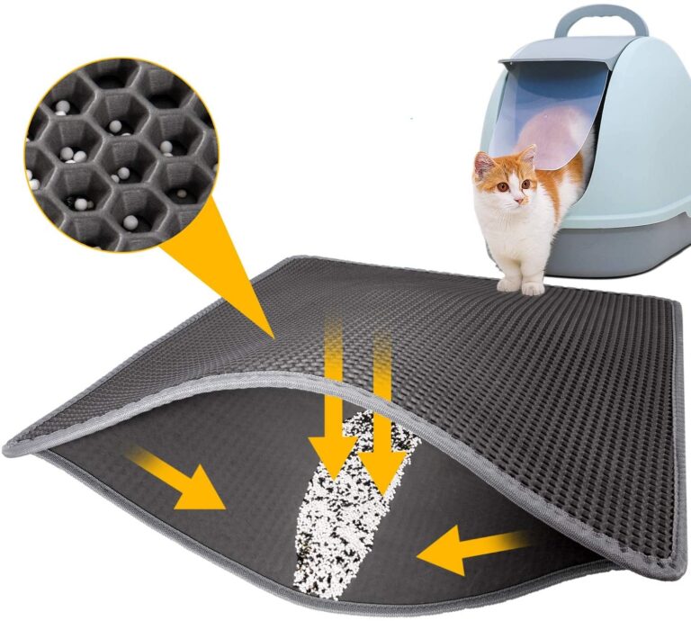 Letoo Cat Litter Mat Grey Trapping for Litter Box, No Slip & Large, Urine & Waterproof, Honeycomb Double Layer anti Tracking Kitty Mats, No Phthalate, Washable Easy Clean (24" X 15", Grey)