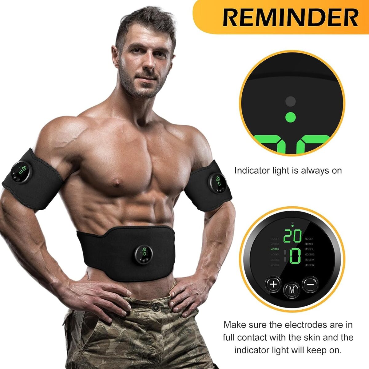 KFC Abs Stimulator - Ab Machine, Abs Workout Equipment, Abdominal Belt Fitness Portable Ab Stimulator, Home Office Fitness Workout Equipment Black