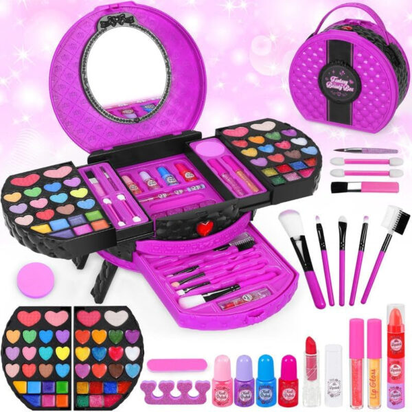 "Ultimate Glamour Kit for Little Princesses - 66 Piece Washable Makeup Set for Hours of Pretend Play, Perfect Christmas & Birthday Gift for Girls Ages 3-9+"