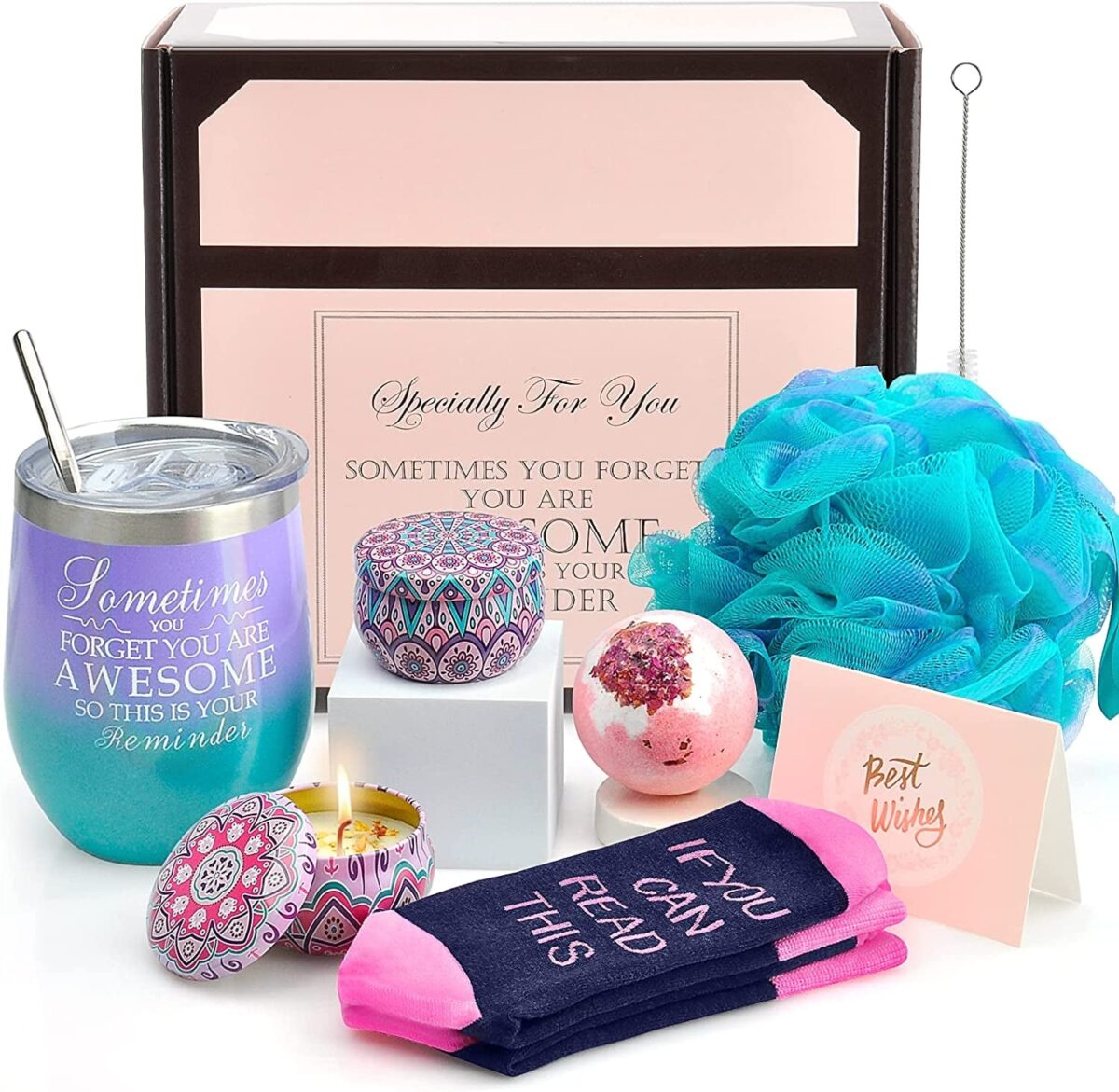 "Ultimate Birthday and Christmas Gift Set: Stunning Rosegold Stainless Steel Box with Unique and Funny Gifts for Women - Perfect for Friends, Sisters, Girlfriends, and Moms!"