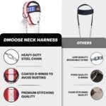 Dmoose Neck Harness, Increases Neck Core Strength and Supports Injury Recovery - Neck Exerciser with 30" Heavy Duty Steel Chain, Adjustable Head and Chin Neoprene Strap, Neck Trainer for Home and Gym