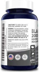 Black Maca Root 20,000 Mg 180 Veggie Capsules (Vegan, Non-Gmo, Gluten-Free) Max Strength,40:1 Extract