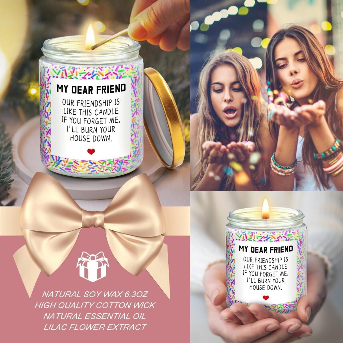 "Luxurious Lavender Scented Candle Set: Perfect Birthday and Friendship Gifts for Women, Sisters, and Best Friends!"