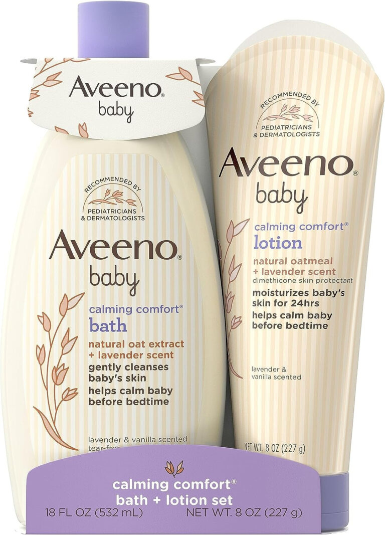 Aveeno Baby Calming Comfort Bath & Lotion Set, Nighttime Baby Skin Care with Natural Oat, Lavender & Vanilla Scents - 2 Items