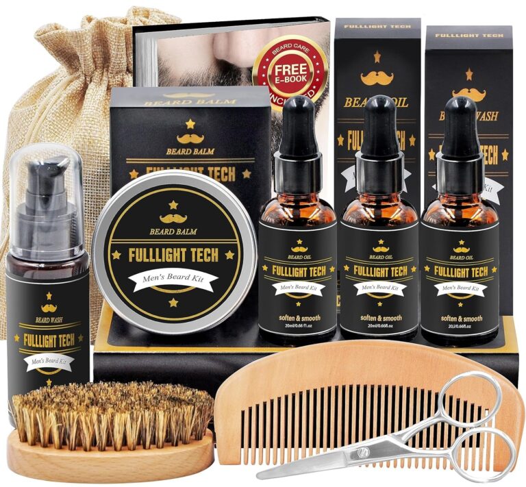 "Ultimate Beard Grooming Kit: Complete Care Package with Beard Wash, Oil, Balm, Comb, Brush, Scissors - Perfect Gift for Men and Husband"