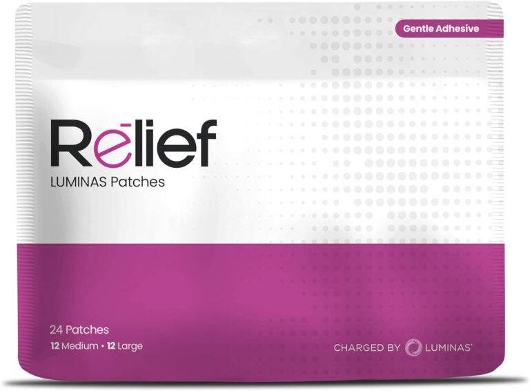 Relief Patches Charged, 24 Pack,12 Medium Patches & 12 Large Patches (White, Gentle Adhesive)