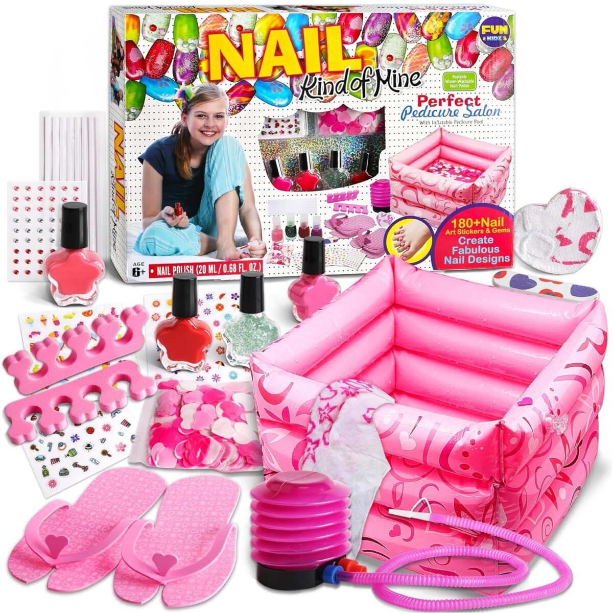 "Ultimate Foot Spa Kit for Girls - Pamper Your Feet with Funkidz Pedicure Set! Includes Inflatable Foot Tub, Nail Polish Supplies, and More for the Perfect Sleepover Party Experience!"