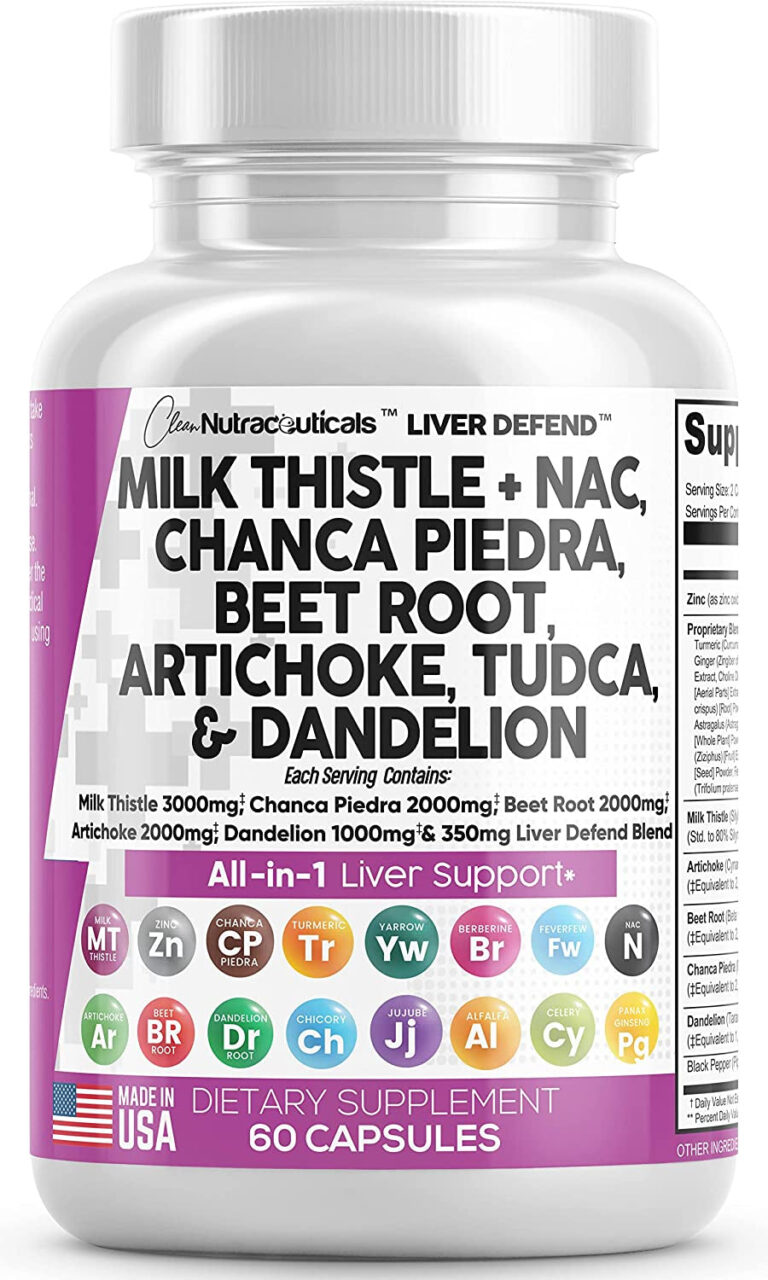 Milk Thistle 3000Mg NAC Chanca Piedra 2000Mg Beet Root 2000Mg Artichoke 2000Mg Dandelion Root 1000Mg - Liver Cleanse Detox & Repair Supplement plus TUDCA Choline and Ginger - Made in USA 60 Caps