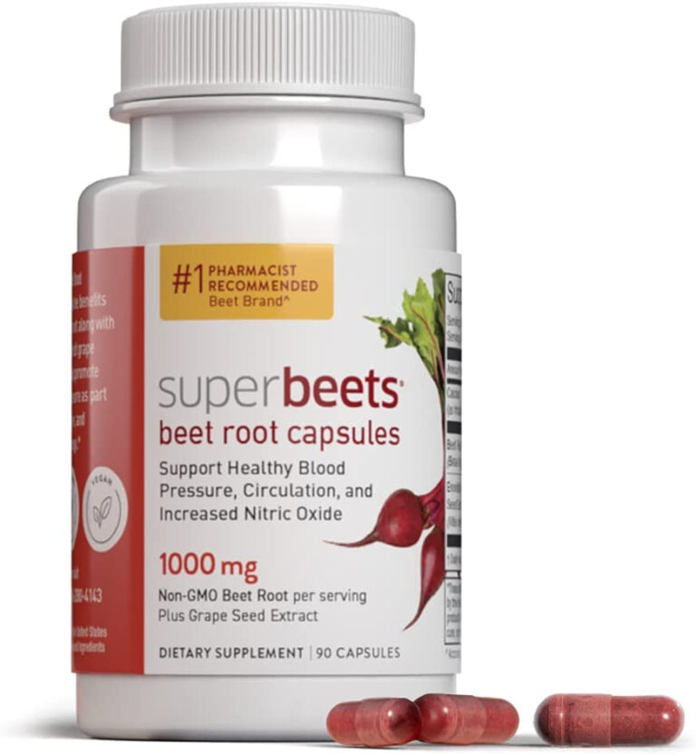 Humann Superbeets Beet Root Capsules Quick Release 1000Mg - Supports Nitric Oxide Production, Supports Blood Pressure – Clinically Studied Antioxidants – 90 Count Non-Gmo Beet Root Powder Capsules