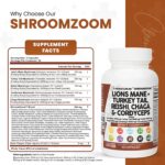 Lions Mane 3000Mg 20In1 Mushroom Supplement with Turkey Tail 2000Mg Reishi 1000Mg Cordyceps Chaga Maitake Meshima Poria Cocos Shiitake Oyster Porcini Enoki Cognitive, Energy, Focus Pills USA